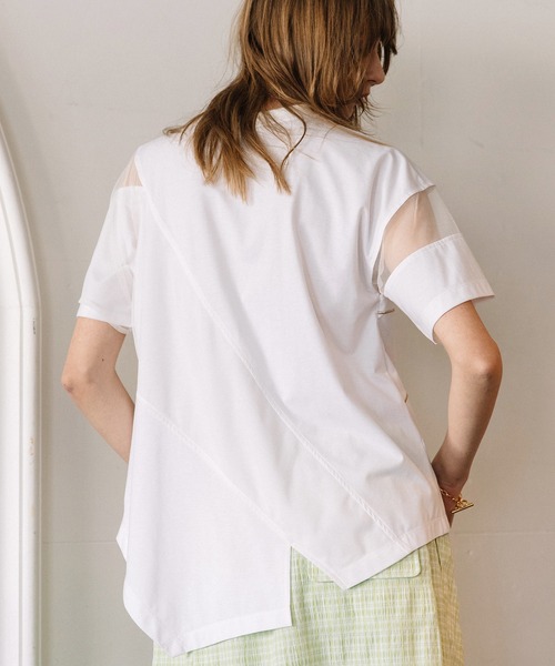 AULA AILA(アウラアイラ)の「シアーレイヤードエンブロイダリーラインTシャツ(Tシャツ/カットソー・レディース・レッド/オフホワイト/ブラック・0)」の8枚目の写真