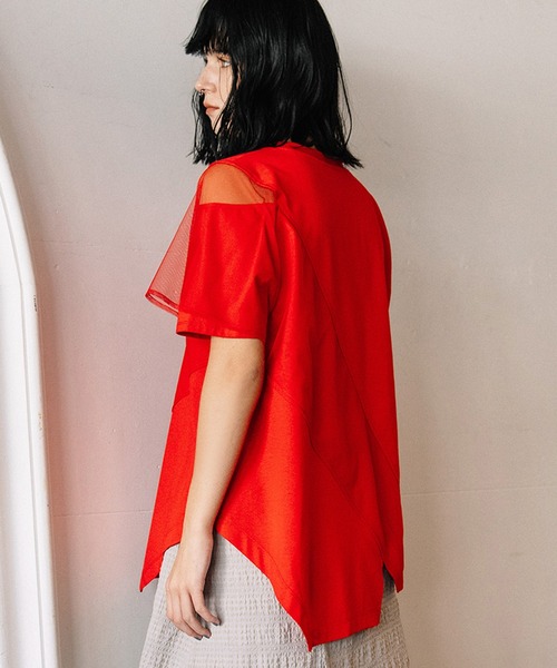 AULA AILA(アウラアイラ)の「シアーレイヤードエンブロイダリーラインTシャツ(Tシャツ/カットソー・レディース・レッド/オフホワイト/ブラック・0)」の13枚目の写真