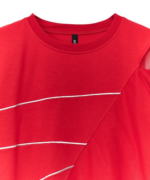 AULA AILA(アウラアイラ)の「シアーレイヤードエンブロイダリーラインTシャツ(Tシャツ/カットソー・レディース・レッド/オフホワイト/ブラック・0)」の16枚目の写真