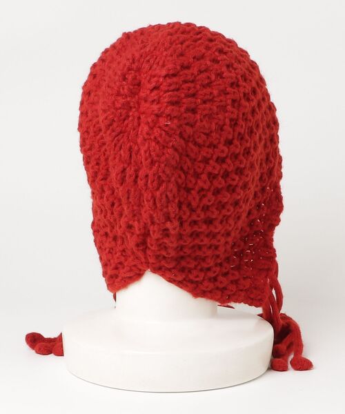 FUNALIVE（ファンアライブ）の「HUASHENG(ピーナッツ）織りチロリアン風ニット帽子（ニットキャップ/ビーニー・レディース・ベージュ/ブラック/レッド・FREE）」の4枚目の写真