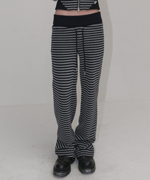 STRIPE JERSEY WIDE PANTS [BLACK]