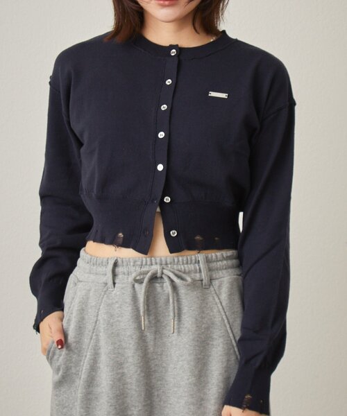 mline（エムライン）の「[mline]メランジ コンパクトニット（カーディガン/ボレロ・レディース・ネイビー/ベージュ/グリーン・FREE）」の3枚目の写真