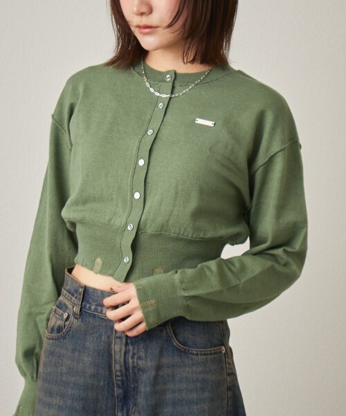 mline（エムライン）の「[mline]メランジ コンパクトニット（カーディガン/ボレロ・レディース・ネイビー/ベージュ/グリーン・FREE）」の2枚目の写真