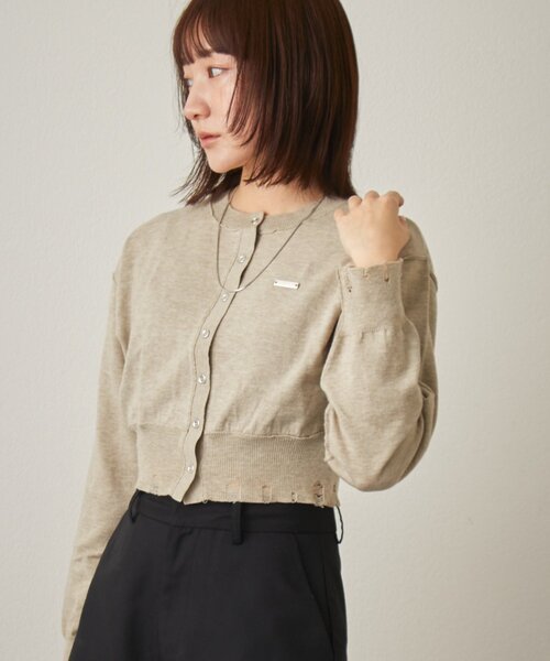 mline（エムライン）の「[mline]メランジ コンパクトニット（カーディガン/ボレロ・レディース・ネイビー/ベージュ/グリーン・FREE）」の17枚目の写真