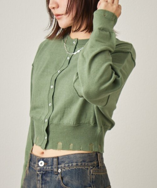 mline（エムライン）の「[mline]メランジ コンパクトニット（カーディガン/ボレロ・レディース・ネイビー/ベージュ/グリーン・FREE）」の11枚目の写真