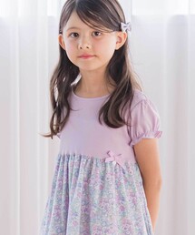 Tartine et Chocolat（タルティーヌエショコラ）の「【日本製】【お揃い】リバティ(leontyne dream)プリントタナローン フライス切り替えワンピース(90~140cm)（ワンピース）」