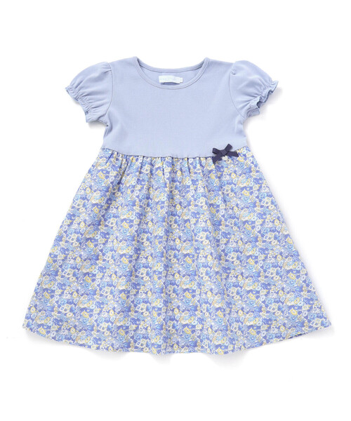 Tartine et Chocolat（タルティーヌエショコラ）の「【日本製】【お揃い】リバティ(leontyne dream)プリントタナローン フライス切り替えワンピース(90~140cm)（ワンピース・キッズ・パープル系その他/ブルー系その他・140cm/130cm/120cm/110cm）」の8枚目の写真