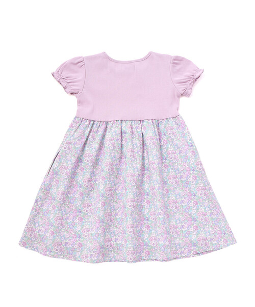 Tartine et Chocolat（タルティーヌエショコラ）の「【日本製】【お揃い】リバティ(leontyne dream)プリントタナローン フライス切り替えワンピース(90~140cm)（ワンピース・キッズ・パープル系その他/ブルー系その他・140cm/130cm/120cm/110cm）」の13枚目の写真