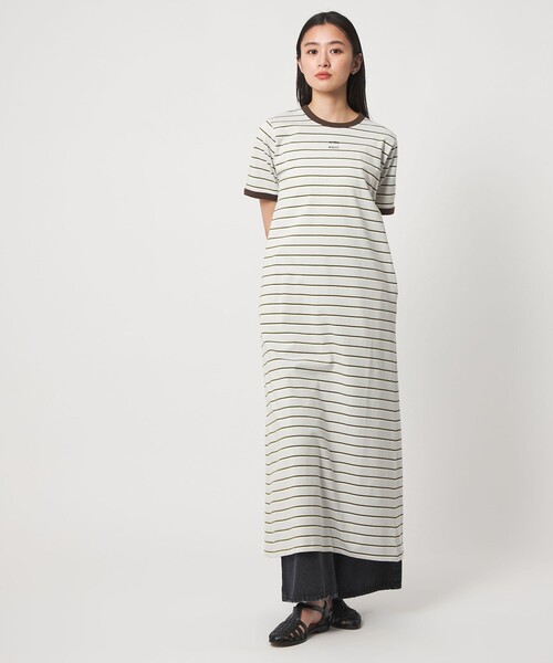 CITEN(シテン)の「<CITEN>ボーダー&トリムワンピース(ワンピース・レディース・ダークブラウン/ブラック/ベージュ・M/S)」の1枚目の写真