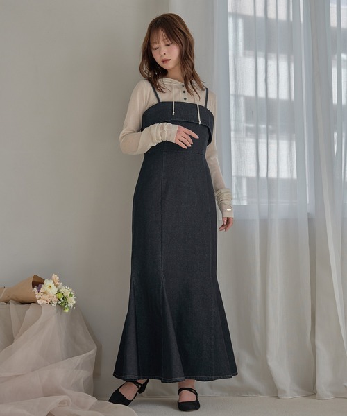 mideal(マイディール)の「denim mermaid cami onepiece / デニムマーメイドキャミワンピース(ワンピース・レディース・グレー/ブラック/インディゴブルー・FREE)」の17枚目の写真