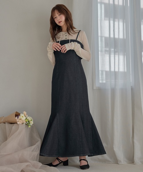 mideal(マイディール)の「denim mermaid cami onepiece / デニムマーメイドキャミワンピース(ワンピース・レディース・グレー/ブラック/インディゴブルー・FREE)」の18枚目の写真