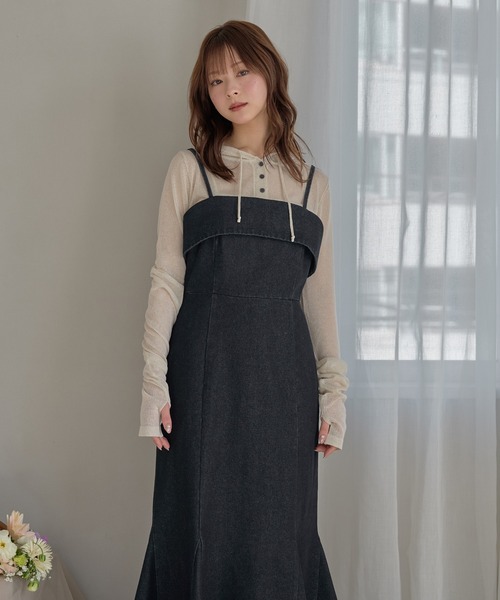 mideal(マイディール)の「denim mermaid cami onepiece / デニムマーメイドキャミワンピース(ワンピース・レディース・グレー/ブラック/インディゴブルー・FREE)」の21枚目の写真