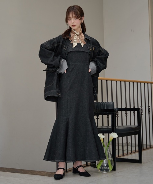 mideal(マイディール)の「denim mermaid cami onepiece / デニムマーメイドキャミワンピース(ワンピース・レディース・グレー/ブラック/インディゴブルー・FREE)」の14枚目の写真