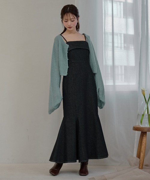 mideal(マイディール)の「denim mermaid cami onepiece / デニムマーメイドキャミワンピース(ワンピース・レディース・グレー/ブラック/インディゴブルー・FREE)」の5枚目の写真