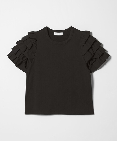 EMMEL REFINES(エメルリファインズ)の「<EMMEL REFINES>EM ソデフリル プルオーバー(Tシャツ/カットソー・レディース・ホワイト/ブラック・FREE)」の2枚目の写真