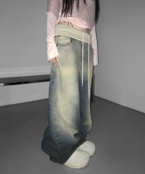 THEAIRTOWN（ジエアタウン）の「vintage desert folding wide pt（デニムパンツ・レディース・ブルー・SMALL/MEDIUM）」の15枚目の写真