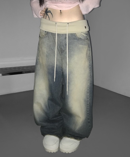 THEAIRTOWN（ジエアタウン）の「vintage desert folding wide pt（デニムパンツ・レディース・ブルー・SMALL/MEDIUM）」の14枚目の写真