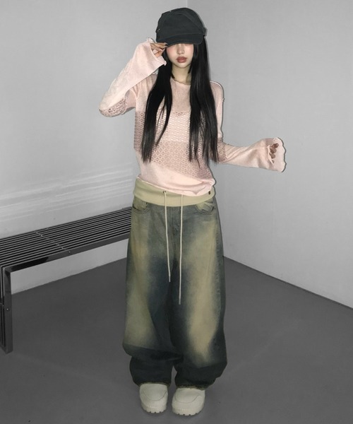 THEAIRTOWN（ジエアタウン）の「vintage desert folding wide pt（デニムパンツ・レディース・ブルー・SMALL/MEDIUM）」の9枚目の写真