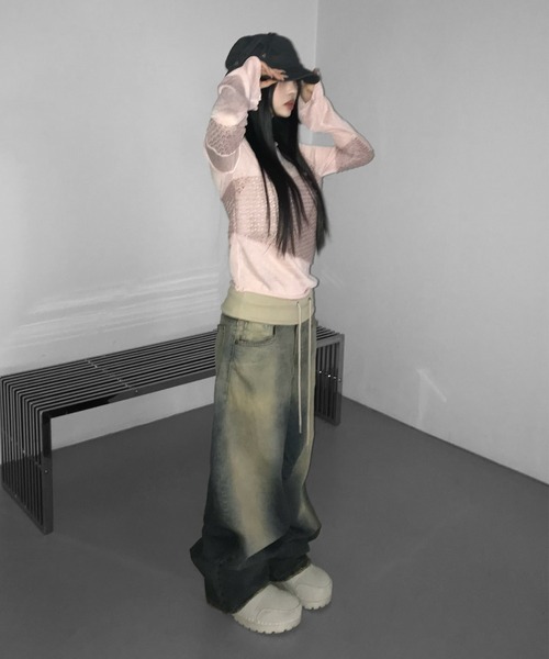 THEAIRTOWN（ジエアタウン）の「vintage desert folding wide pt（デニムパンツ・レディース・ブルー・SMALL/MEDIUM）」の6枚目の写真