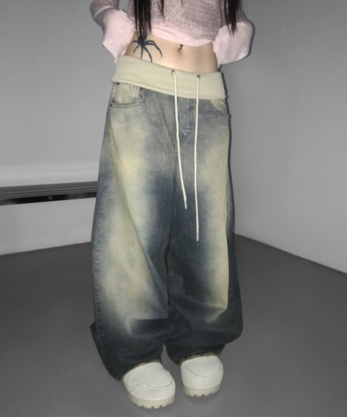 THEAIRTOWN（ジエアタウン）の「vintage desert folding wide pt（デニムパンツ・レディース・ブルー・SMALL/MEDIUM）」の17枚目の写真
