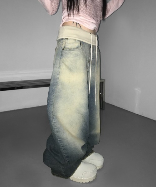 THEAIRTOWN（ジエアタウン）の「vintage desert folding wide pt（デニムパンツ・レディース・ブルー・SMALL/MEDIUM）」の16枚目の写真