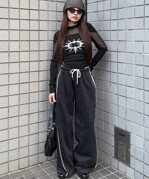Figments(フィグメンツ)の「シアーサンダートップ(Tシャツ/カットソー・レディース・ホワイト/ブラック・FREE)」の3枚目の写真