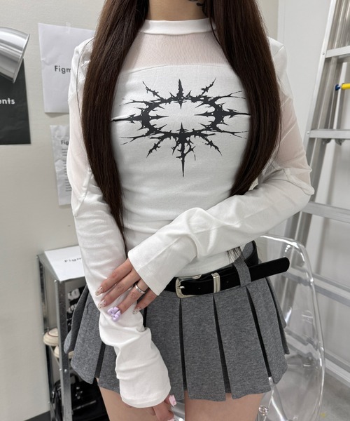 Figments(フィグメンツ)の「シアーサンダートップ(Tシャツ/カットソー・レディース・ホワイト/ブラック・FREE)」の11枚目の写真
