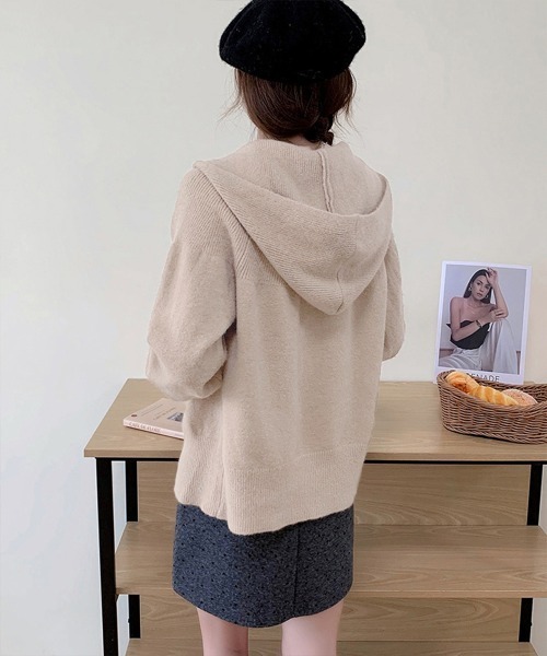 Miniministore（ミニミニストア）の「ダブルジップニットカーディガン 羽織 春（カーディガン/ボレロ・レディース・ライトブルー/アイボリー/ブラック/ライトグレー/ベージュ・FREE）」の13枚目の写真