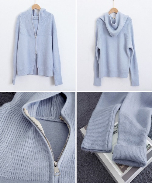 Miniministore（ミニミニストア）の「ダブルジップニットカーディガン 羽織 春（カーディガン/ボレロ・レディース・ライトブルー/アイボリー/ブラック/ライトグレー/ベージュ・FREE）」の19枚目の写真