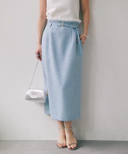 La boutique BonBon（ラブティックボンボン）の「【程よいフェミニン】ウエストフリルナロースカート（スカート・レディース・ホワイト/ピンク/サックスブルー・36/38）」の2枚目の写真