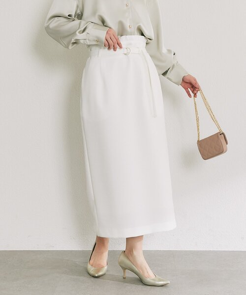 La boutique BonBon（ラブティックボンボン）の「【程よいフェミニン】ウエストフリルナロースカート（スカート・レディース・ホワイト/ピンク/サックスブルー・36/38）」の4枚目の写真