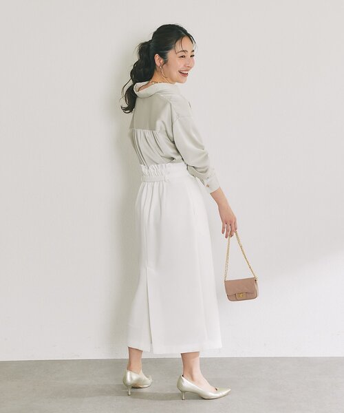 La boutique BonBon（ラブティックボンボン）の「【程よいフェミニン】ウエストフリルナロースカート（スカート・レディース・ホワイト/ピンク/サックスブルー・36/38）」の8枚目の写真