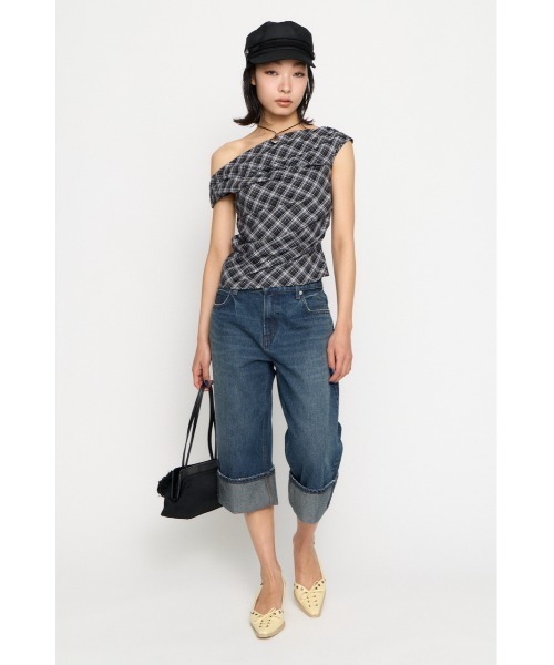LAGUA GEM(ラグアジェム)の「NECK LOOSEY CHECK トップス(Tシャツ/カットソー・レディース・レッド/ネイビー/ブラック・FREE)」の11枚目の写真