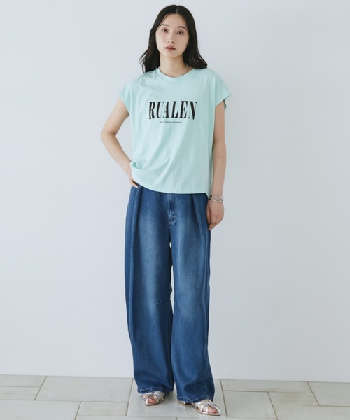 Doux archives(ドゥアルシーヴ)の「コットンリネンワイドデニムパンツ(デニムパンツ・レディース・ブルー/ネイビー・SMALL/MEDIUM)」の3枚目の写真
