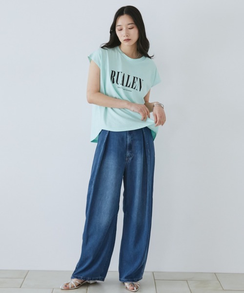 Doux archives(ドゥアルシーヴ)の「コットンリネンワイドデニムパンツ(デニムパンツ・レディース・ブルー/ネイビー・SMALL/MEDIUM)」の5枚目の写真