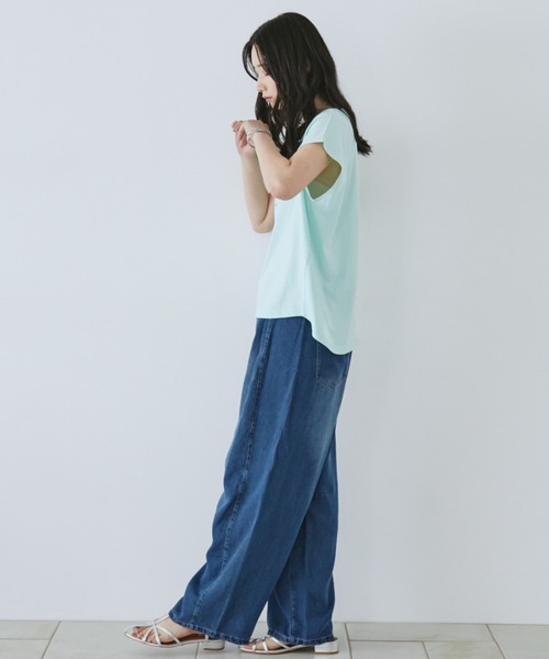 Doux archives(ドゥアルシーヴ)の「コットンリネンワイドデニムパンツ(デニムパンツ・レディース・ブルー/ネイビー・SMALL/MEDIUM)」の9枚目の写真