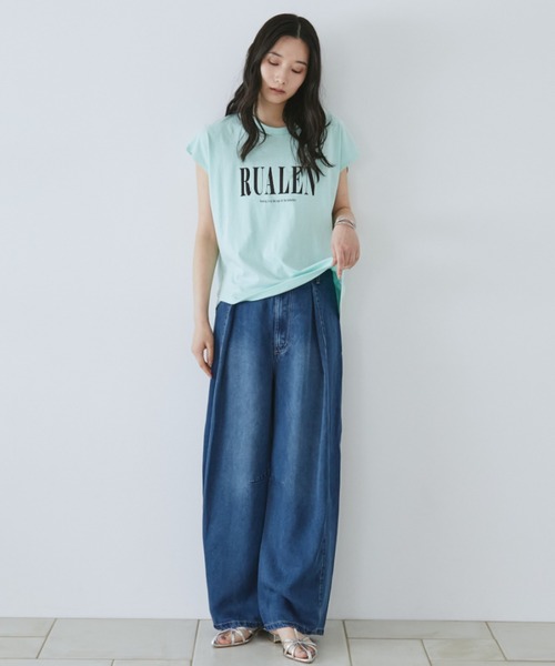Doux archives(ドゥアルシーヴ)の「コットンリネンワイドデニムパンツ(デニムパンツ・レディース・ブルー/ネイビー・SMALL/MEDIUM)」の10枚目の写真