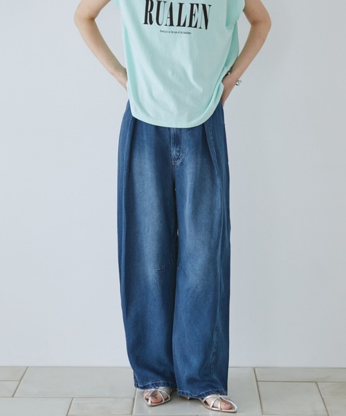 Doux archives(ドゥアルシーヴ)の「コットンリネンワイドデニムパンツ(デニムパンツ・レディース・ブルー/ネイビー・SMALL/MEDIUM)」の11枚目の写真