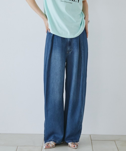 Doux archives(ドゥアルシーヴ)の「コットンリネンワイドデニムパンツ(デニムパンツ・レディース・ブルー/ネイビー・SMALL/MEDIUM)」の12枚目の写真
