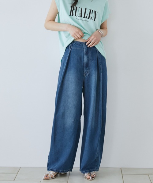 Doux archives(ドゥアルシーヴ)の「コットンリネンワイドデニムパンツ(デニムパンツ・レディース・ブルー/ネイビー・SMALL/MEDIUM)」の16枚目の写真