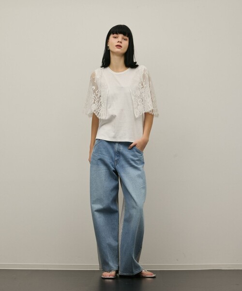 Diagram(ダイアグラム)の「レースフレアカットトップ(Tシャツ/カットソー・レディース・ホワイト/ブラック・36)」の2枚目の写真