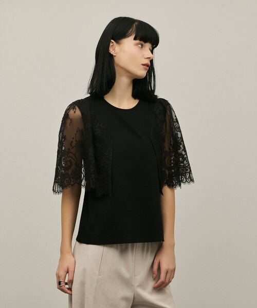 Diagram(ダイアグラム)の「レースフレアカットトップ(Tシャツ/カットソー・レディース・ホワイト/ブラック・36)」の1枚目の写真