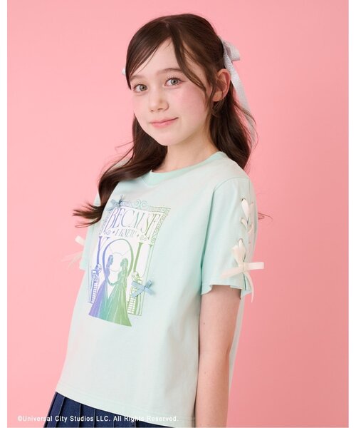 mezzo piano Junior(メゾピアノジュニア)の「【WICKED】レースアップリボンアソートTシャツ(Tシャツ/カットソー・キッズ・ピンク/エメラルド/チャコール・M:150cm/S:140cm/L:160cm)」の3枚目の写真