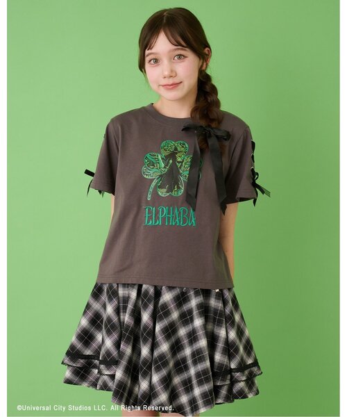 mezzo piano Junior(メゾピアノジュニア)の「【WICKED】レースアップリボンアソートTシャツ(Tシャツ/カットソー・キッズ・ピンク/エメラルド/チャコール・M:150cm/S:140cm/L:160cm)」の11枚目の写真