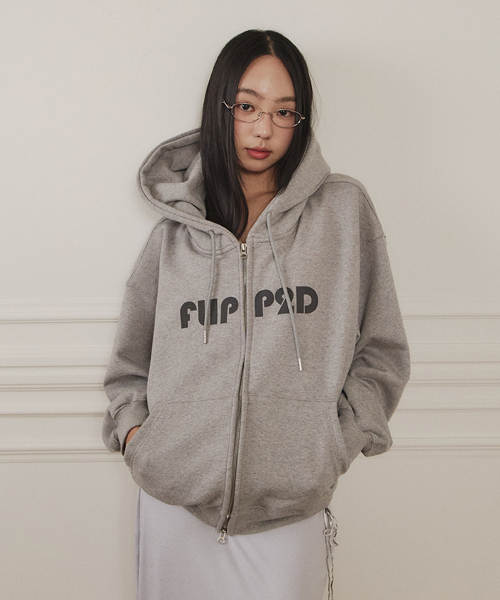 Check Brended Fleece Hood Zip‑up — мерино джерси (мерандж)