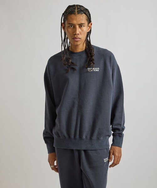 Saturdays NYC(サタデーズ ニューヨークシティ )の「Ari Relaxed Ozone Washed Sweatshirt(スウェット・メンズ・ネイビー/スミクロ・L/S/M/XL)」の6枚目の写真