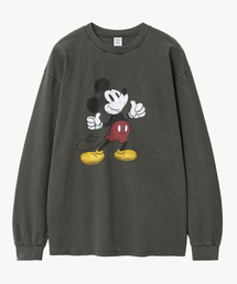 ヴィンテージウォッシングナンバーワン_ミッキー_ロングスリーブTシャツ（チャコール）