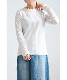 衿フリル針抜きリブロンTee