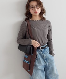 衿フリル針抜きリブロンTee
