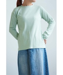 衿フリル針抜きリブロンTee